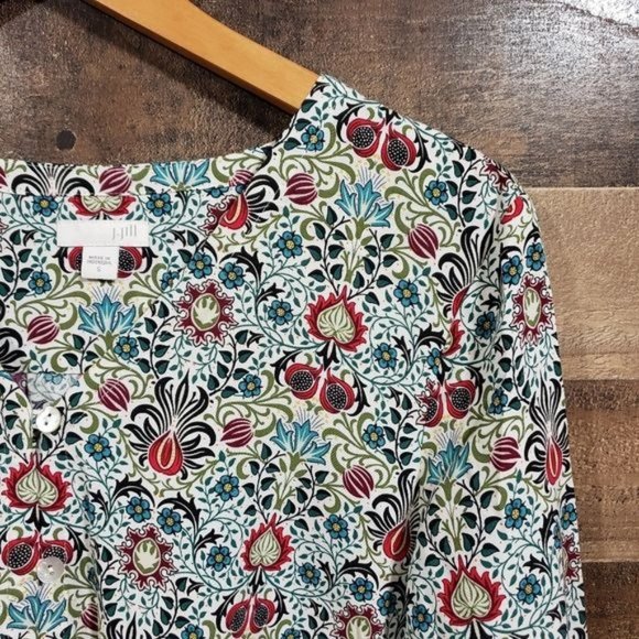 J. Jill floral persian vintage button up floral vneck tunic top woman's size s - Picture 8 of 10